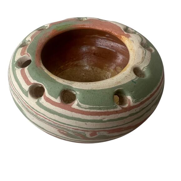 VTG 50s Handmade Studio Pottery Flower Frog Henry Graack Silver Springs Florida - Picture 5 of 10